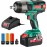 Impact Wrench, 18V 4.0Ah Battery, HYCHIKA Cordless Impact Driver 350Nm, 3000IPM Impact Frequency, 3pcs Sockets For 17/19/21mm, Adapter For 10mm Mandrel