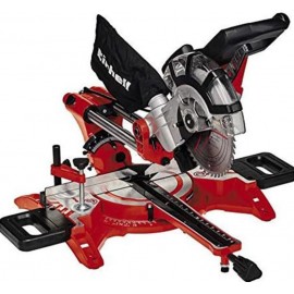 Einhell TC-SM 2131/1 Dual Bevel Sliding Mitre Saw | Double Bevel Circular Saw, 310mm Drag, Laser, Dust Extraction, +/-45° Mitre, +/-47° Bevel | Saw With 48T Blade For Cutting Wood, Plastic, Red