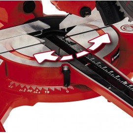 Einhell TC-SM 2131/1 Dual Bevel Sliding Mitre Saw | Double Bevel Circular Saw, 310mm Drag, Laser, Dust Extraction, +/-45° Mitre, +/-47° Bevel | Saw With 48T Blade For Cutting Wood, Plastic, Red