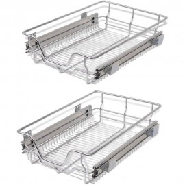 VidaXL Pull-Out Wire Baskets - 2pcs Silver, 400mm For Kitchen, Polishe