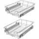 VidaXL Pull-Out Wire Baskets - 2pcs Silver, 400mm For Kitchen, Polishe