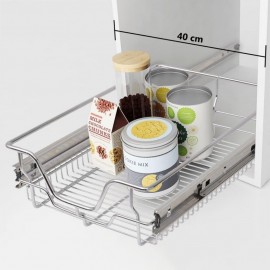 VidaXL Pull-Out Wire Baskets - 2pcs Silver, 400mm For Kitchen, Polishe