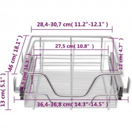 VidaXL Pull-Out Wire Baskets - 2pcs Silver, 400mm For Kitchen, Polishe