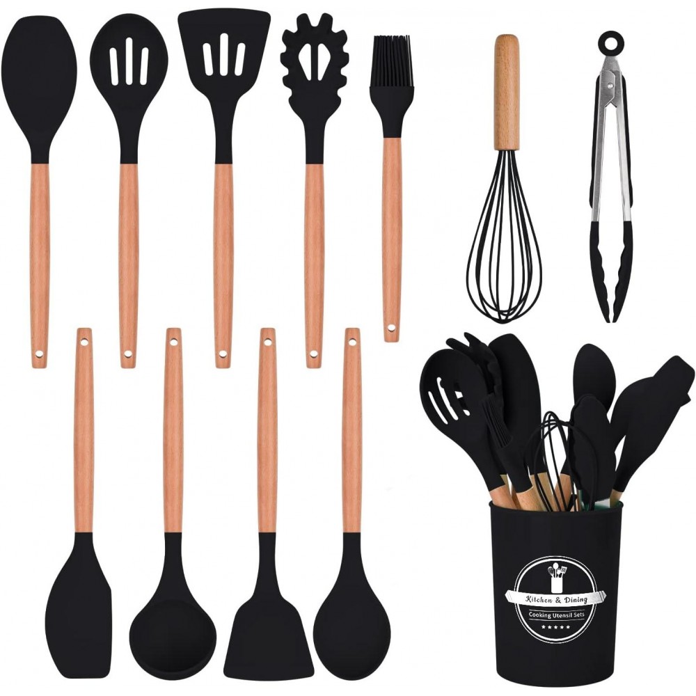 FIOUSY Kitchen Utensil Set, 12 PCS Silicone Cooking Utensils Set With