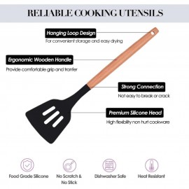 FIOUSY Kitchen Utensil Set, 12 PCS Silicone Cooking Utensils Set With