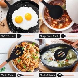 FIOUSY Kitchen Utensil Set, 12 PCS Silicone Cooking Utensils Set With