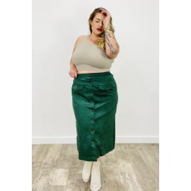 Corduroy Patch Pocket Button Detail Skirt