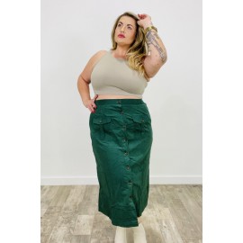 Corduroy Patch Pocket Button Detail Skirt