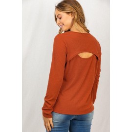 Long Sleeve Solid Knit Top with Round Neck