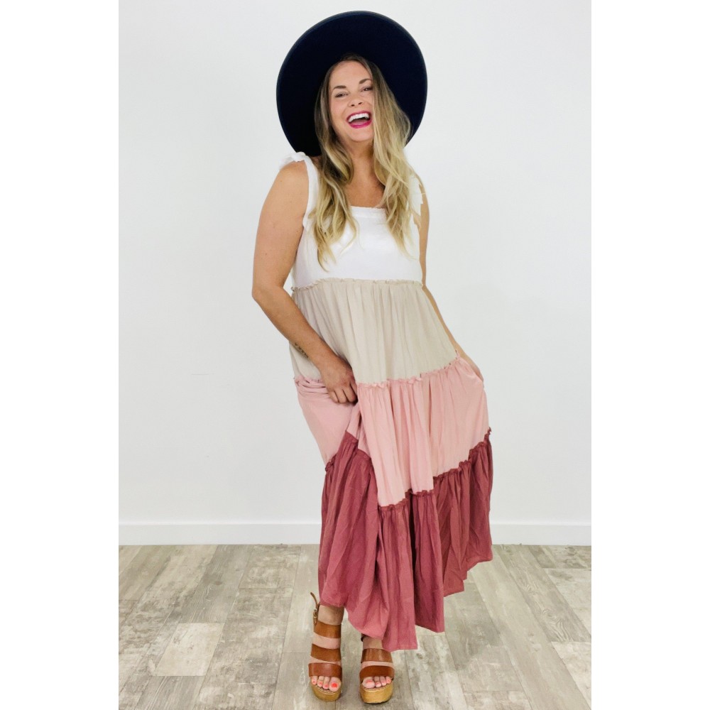 The Sahara Tie Shoulder Ruffle Dress