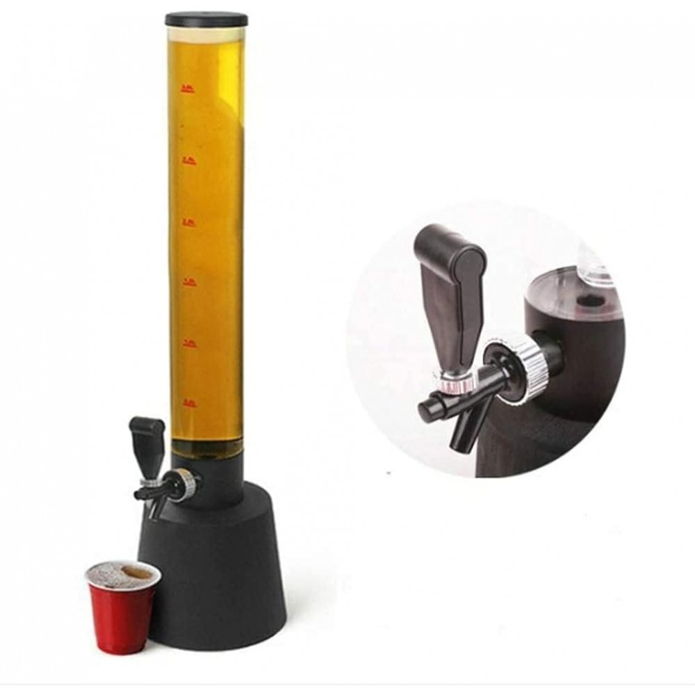 WHITEUQ Drinks Dispenser Beer Dispenser, Beer Keg Tower 3L Large Wine Bottle Tower Juice Dispenser Beverage Machine (Black 20x20x85.5cm)