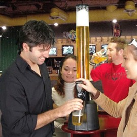 WHITEUQ Drinks Dispenser Beer Dispenser, Beer Keg Tower 3L Large Wine Bottle Tower Juice Dispenser Beverage Machine (Black 20x20x85.5cm)